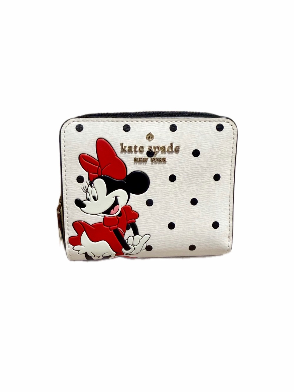 Kate Spade Disney Minnie Mouse Small Polka Dot Wallet White Black Red